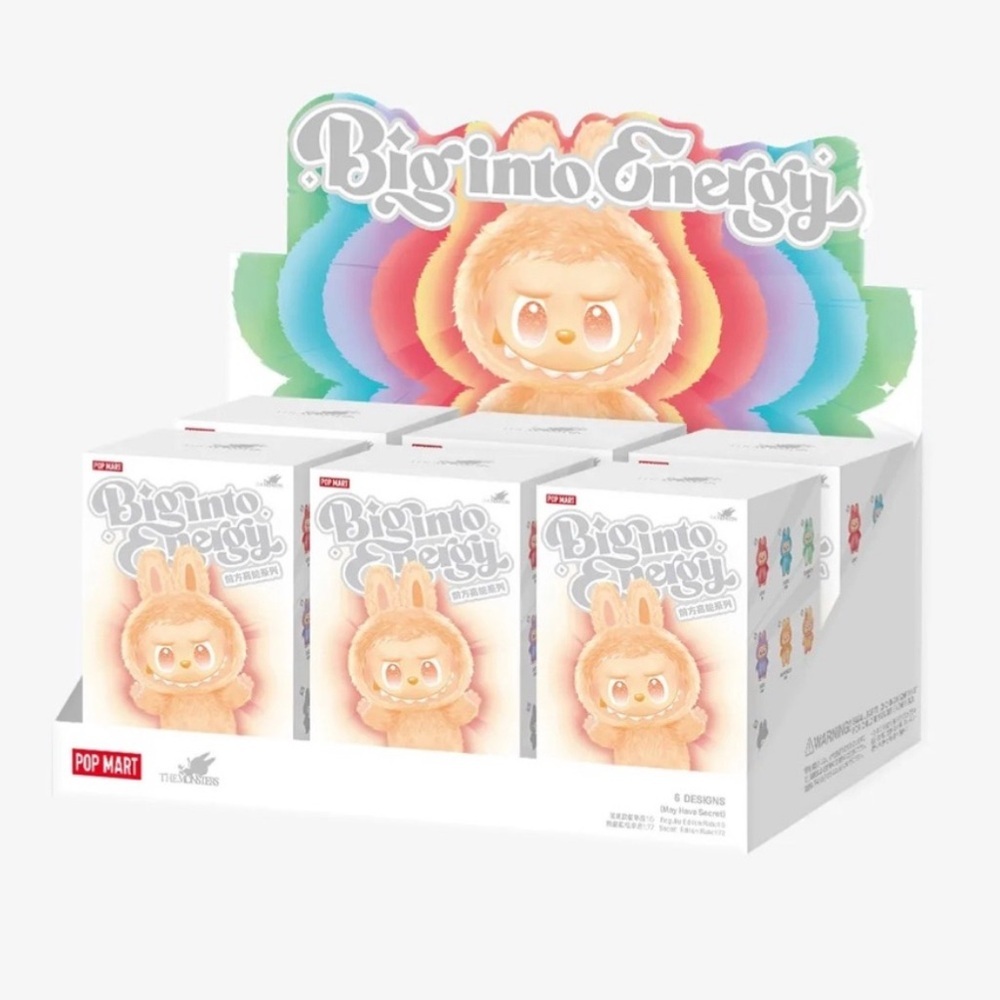 Pop Mart Labubu Big Into Energy Vinyl Plush Pendant Full Whole Set 6 Blind Box - Picture 6 of 7